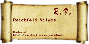 Reichfeld Vilmos névjegykártya